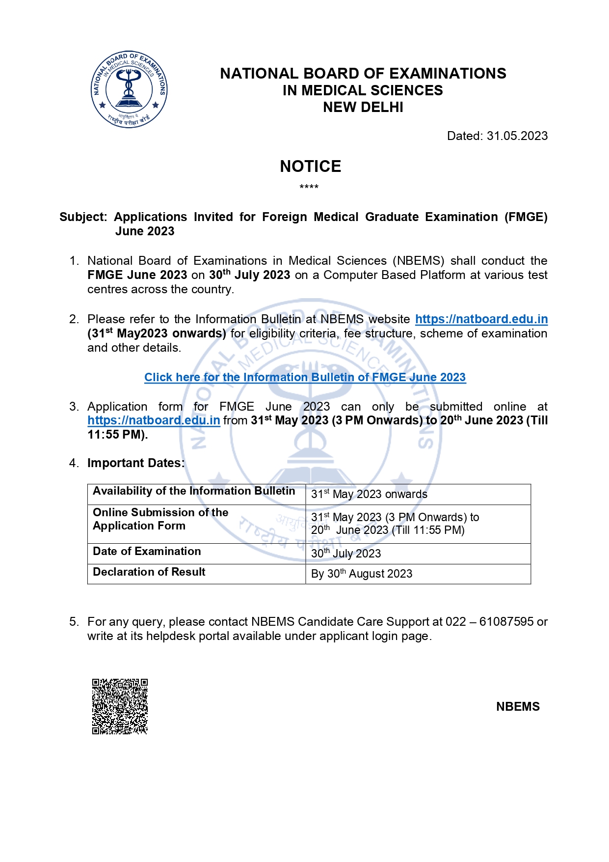 Apply now for FMGE 2023